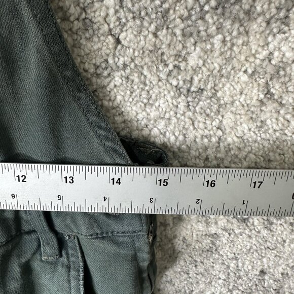 Free People Overalls Womens 27 Olive Green Bib Denim Adjustable Straps Pockets - Picture 2 of 6